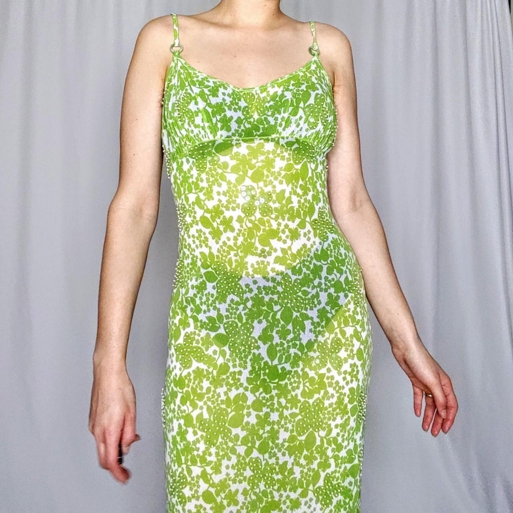 Vintage Vivienne Tam micro mesh maxi dress
